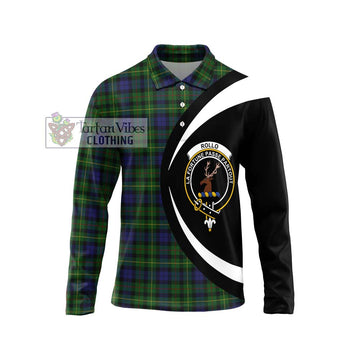 Rollo Tartan Long Sleeve Polo Shirt with Family Crest Circle Style