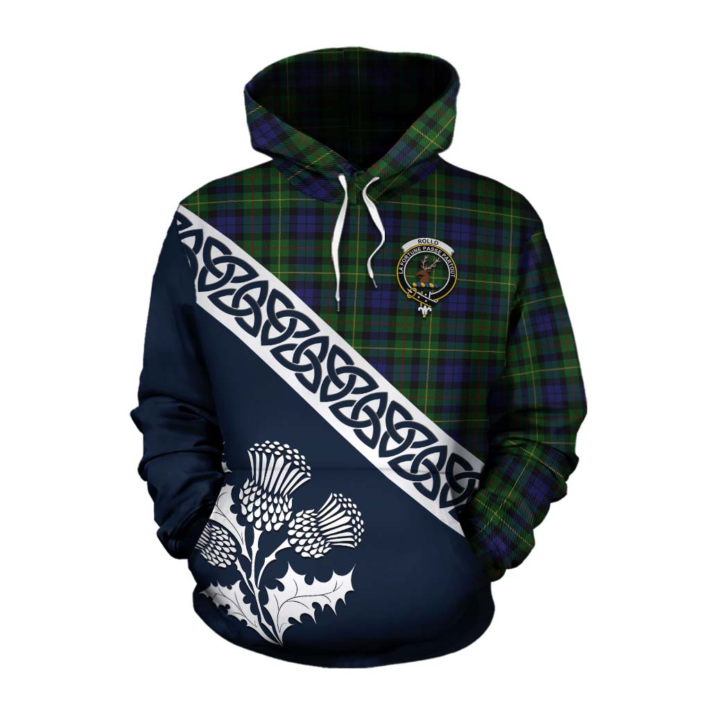 Tartan Vibes Clothing Rollo Tartan Cotton Hoodie Featuring Thistle and Scotland Map