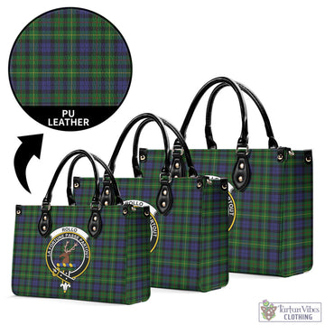 Rollo Tartan Luxury Leather Handbags with Family Crest