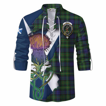 Rollo Tartan Family Crest Ghillie Kilt Shirt Scottish Thistle Celtic Inspired Men - Tartan Vibes Clothing