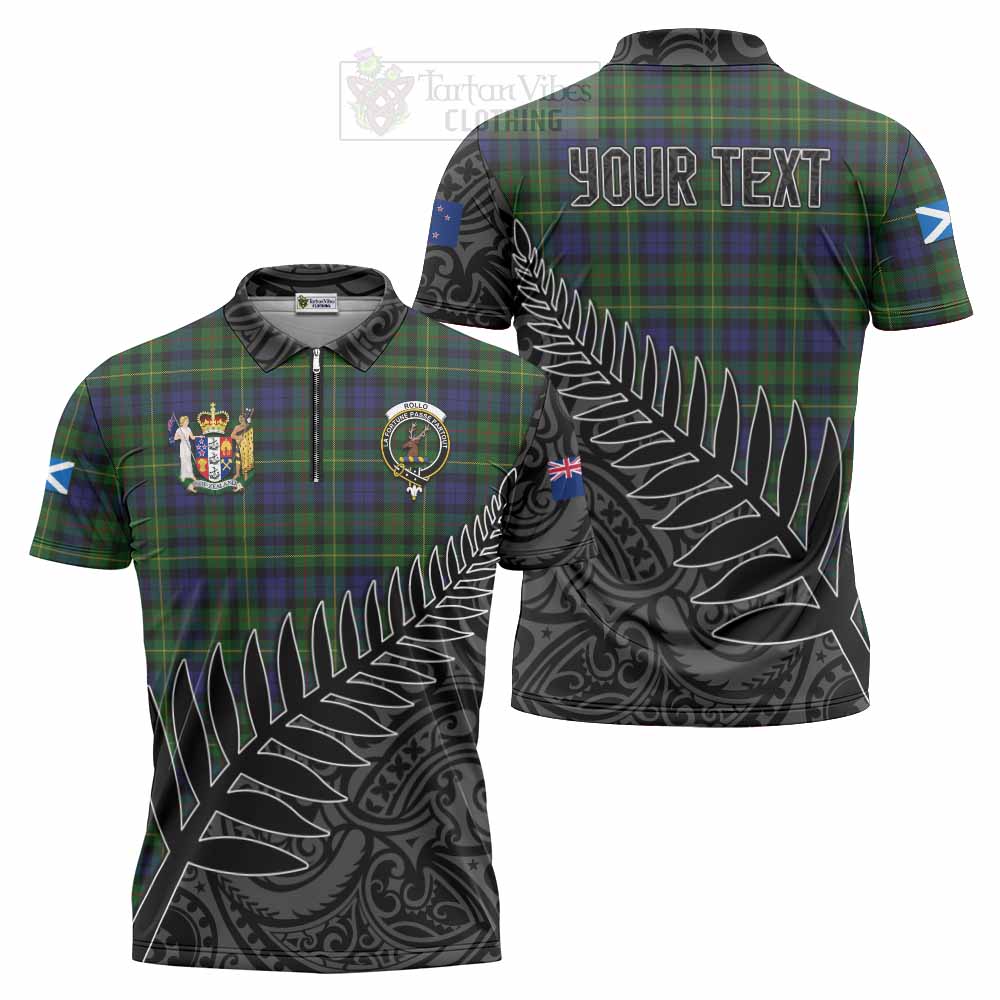 Tartan Vibes Clothing Rollo Crest Tartan Zipper Polo Shirt with New Zealand Silver Fern Half Style