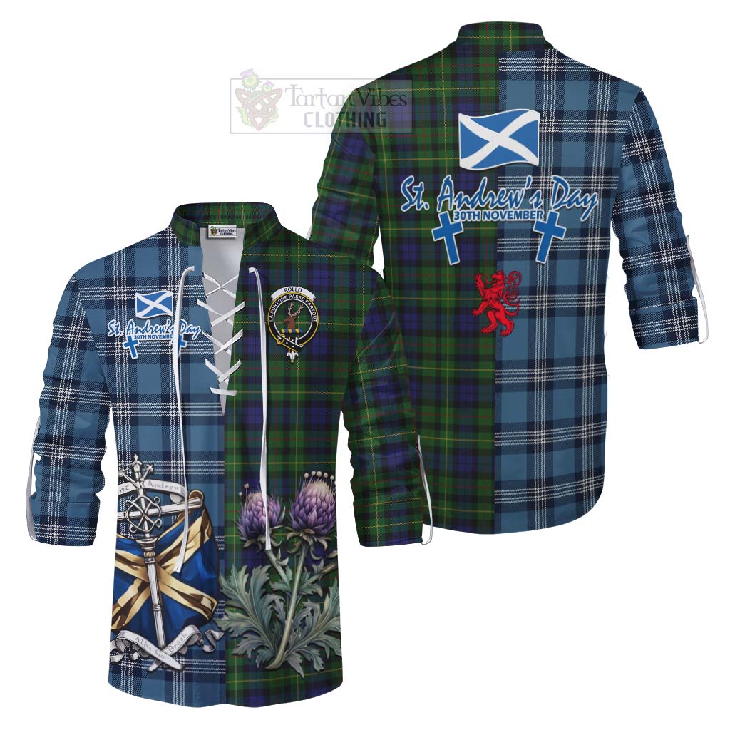 Rollo Tartan Ghillie Kilt Shirt Happy St. Andrew's Day Half Tartan Style Men - Tartan Vibes Clothing