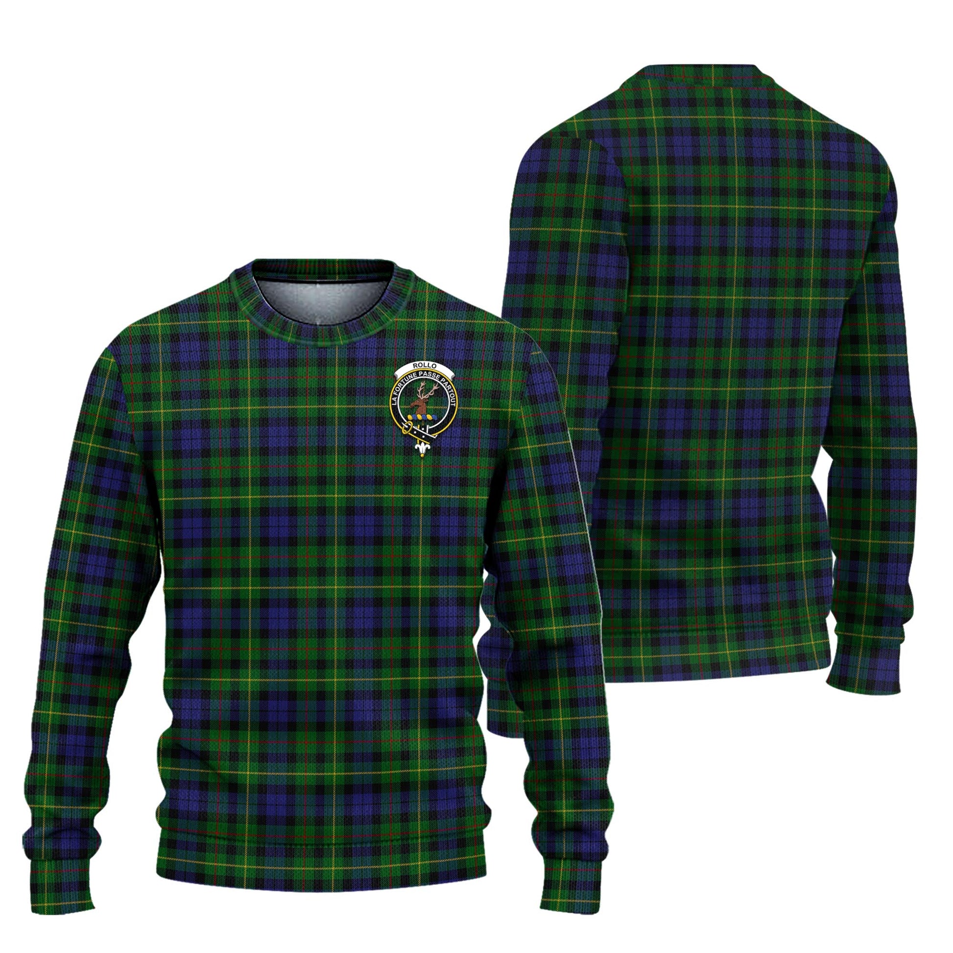 Rollo Tartan Knitted Sweater with Family Crest Unisex - Tartanvibesclothing