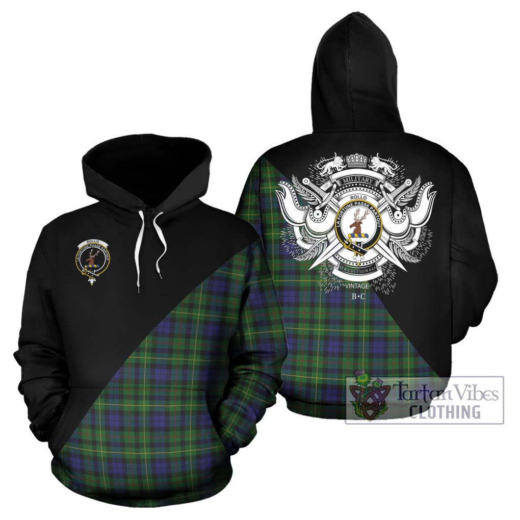 Rollo Tartan Hoodie with Family Crest and Military Logo Style Zip Hoodie - Tartan Vibes Clothing