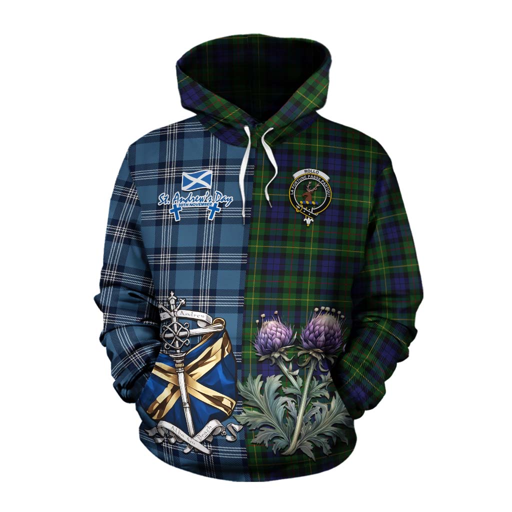 Tartan Vibes Clothing Rollo Tartan Cotton Hoodie Happy St. Andrew's Day Half Tartan Style