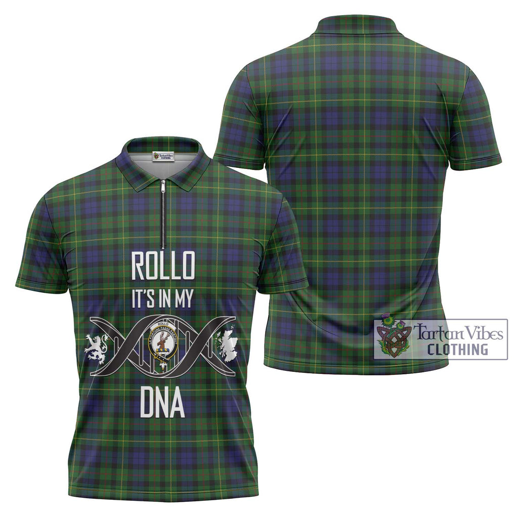 Rollo Tartan Zipper Polo Shirt with Family Crest DNA In Me Style Unisex - Tartanvibesclothing Shop