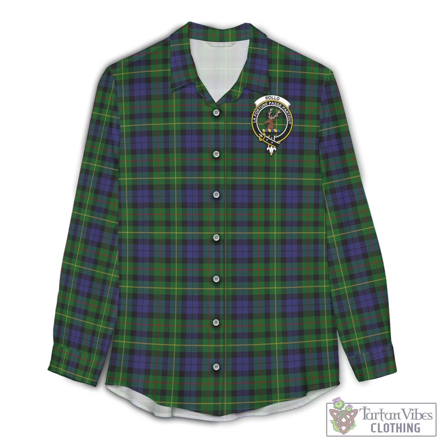 Tartan Vibes Clothing Rollo Tartan Womens Casual Shirt with Family Crest