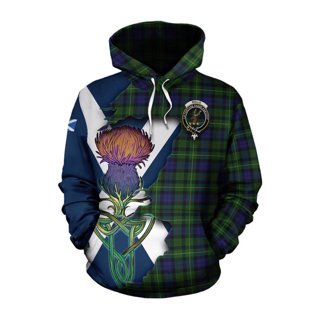 Rollo Tartan Family Crest Cotton Hoodie Scottish Thistle Celtic Inspired Pullover Hoodie XS - Tartan Vibes Clothing