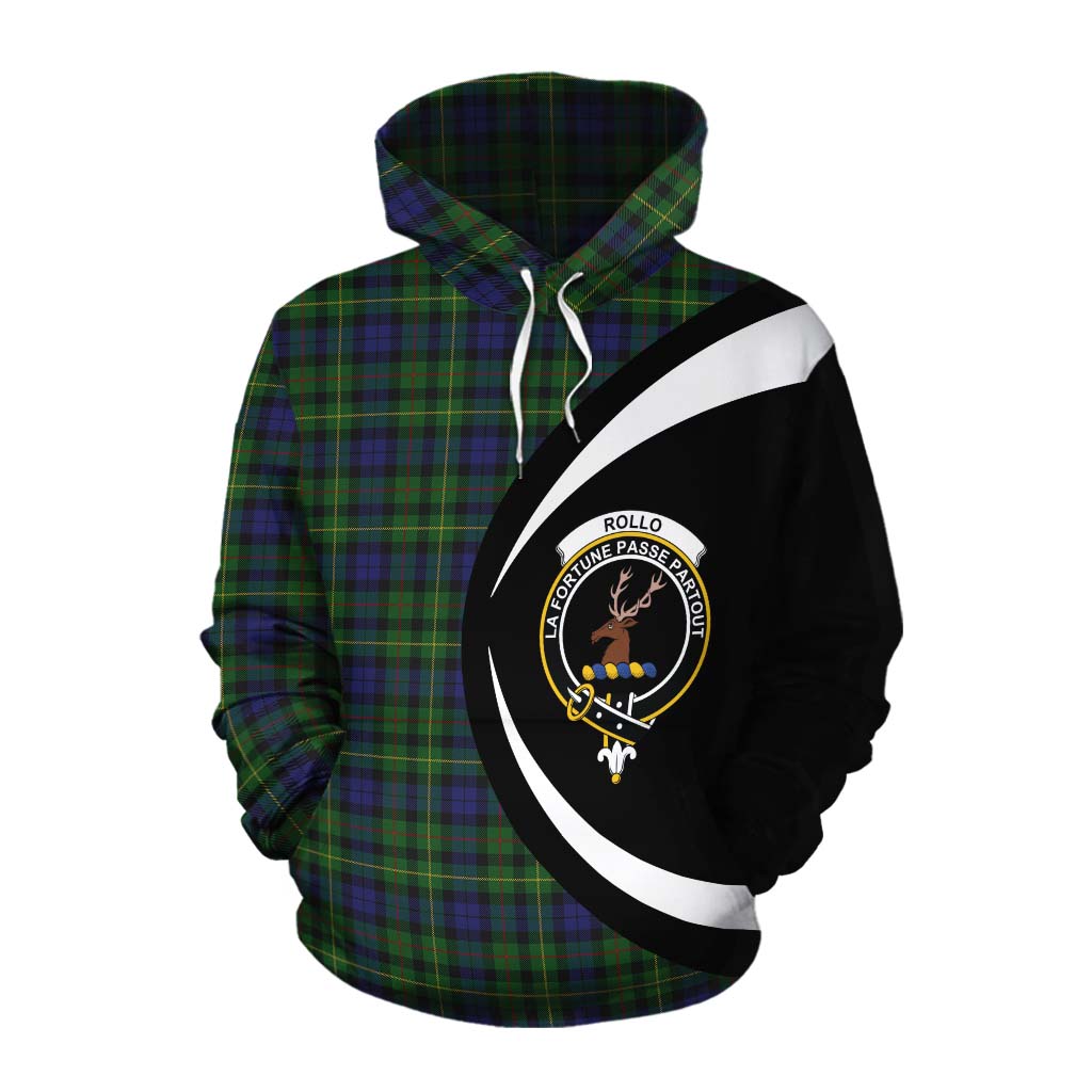 Tartan Vibes Clothing Rollo Tartan Cotton Hoodie with Family Crest Circle Style