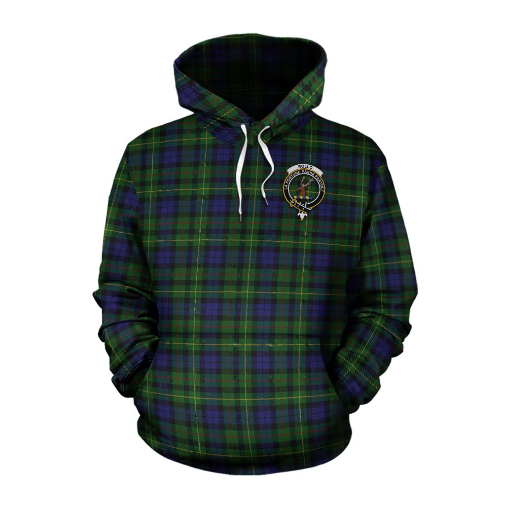 Tartan Vibes Clothing Rollo Tartan Cotton Hoodie with Family Crest and Bearded Skull Holding Bottles of Whiskey