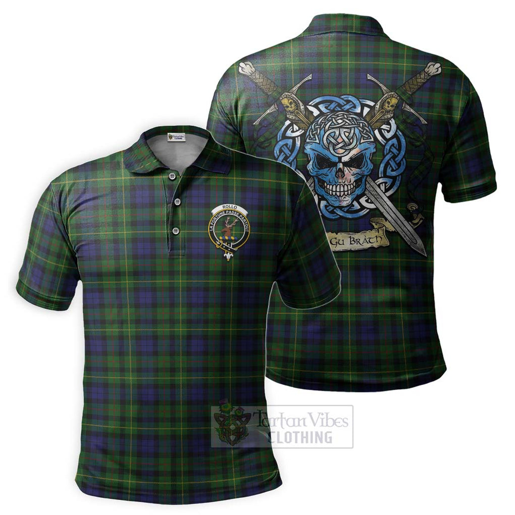 Tartan Vibes Clothing Rollo Tartan Polo Shirt with Family Crest Celtic Skull Style