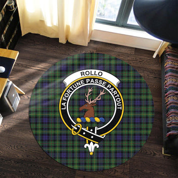 Rollo Tartan Round Rug with Family Crest