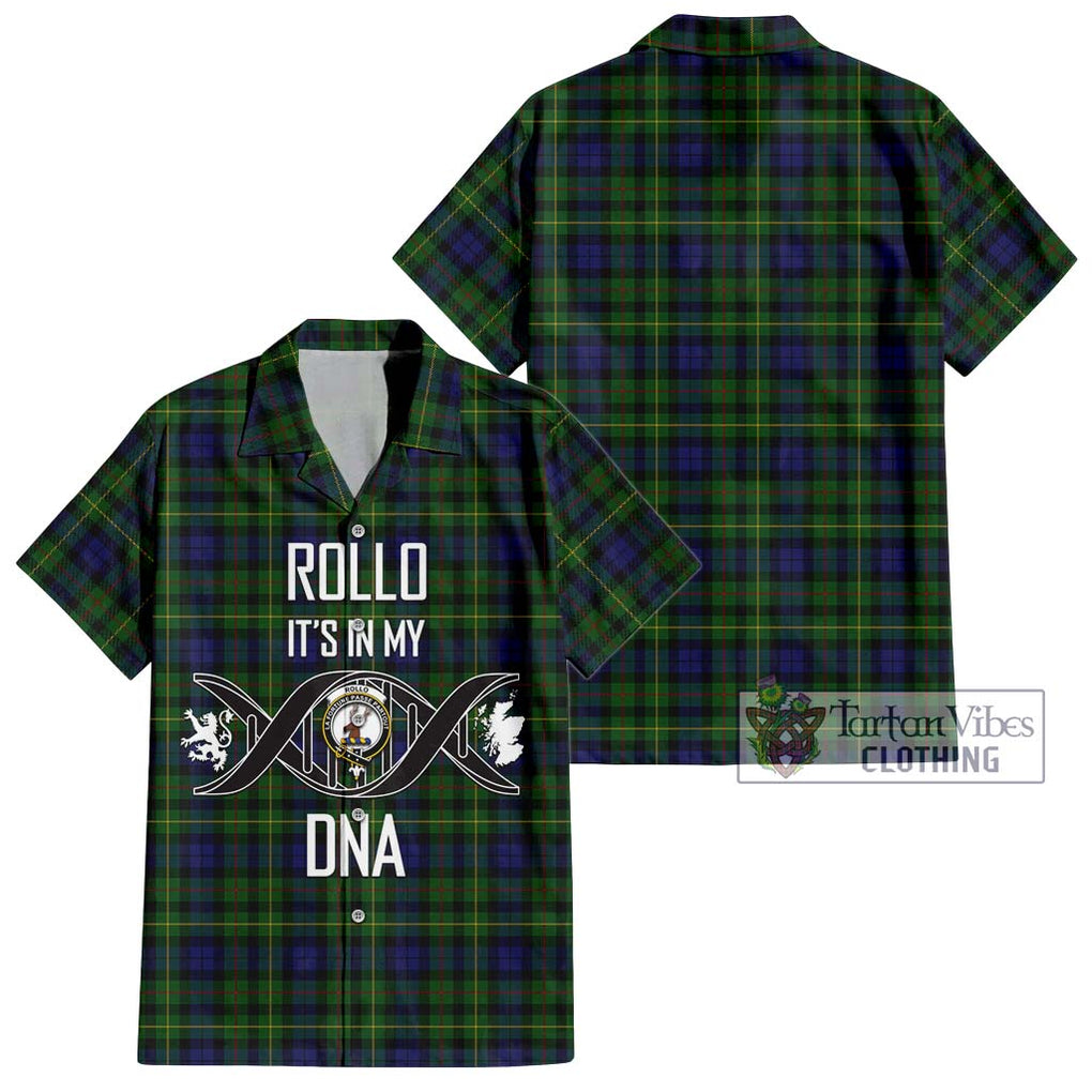 Rollo Tartan Short Sleeve Button Shirt with Family Crest DNA In Me Style Kid - Tartanvibesclothing Shop