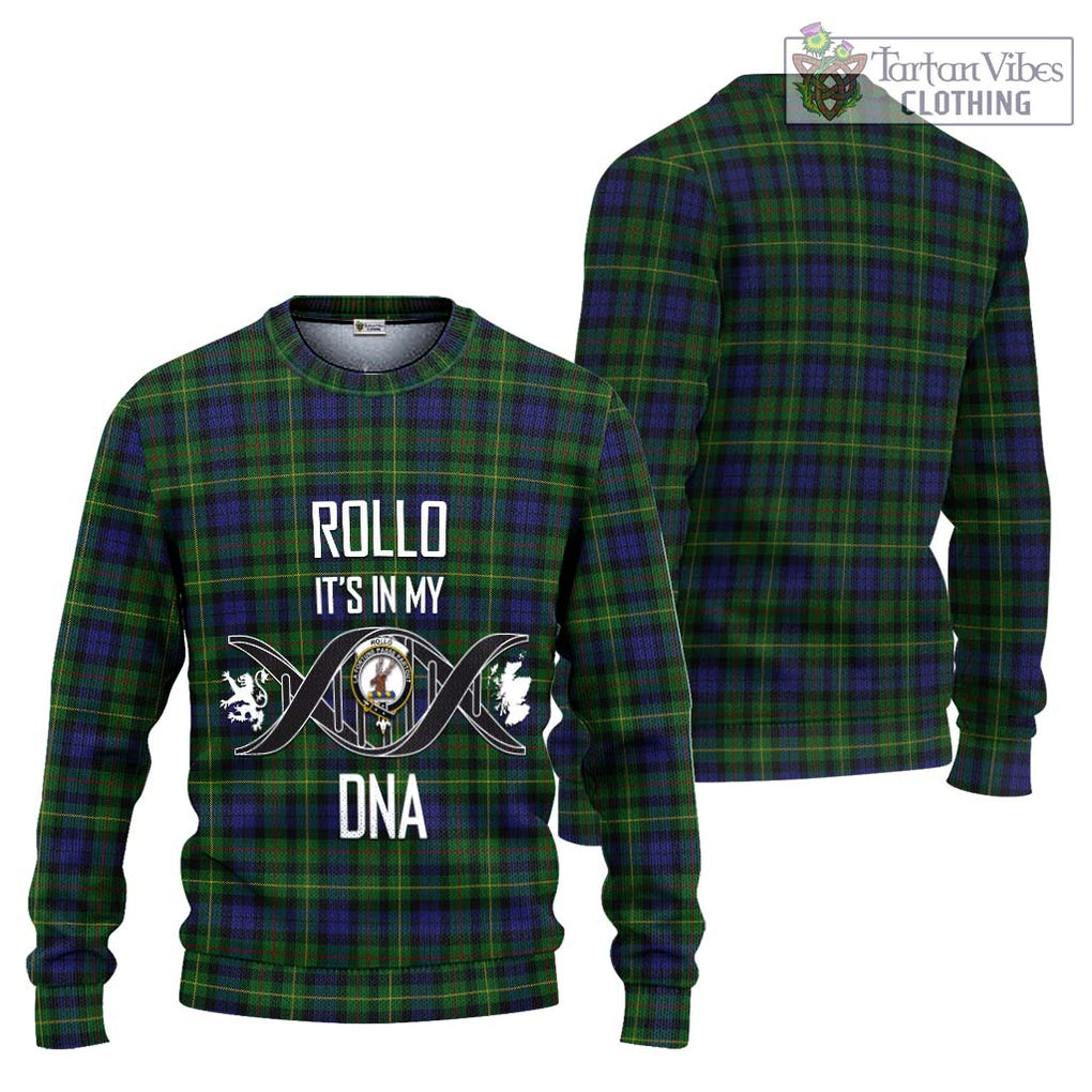 Rollo Tartan Knitted Sweater with Family Crest DNA In Me Style Unisex - Tartanvibesclothing Shop