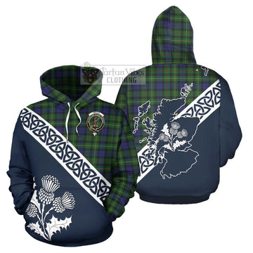 Rollo Tartan Hoodie Featuring Thistle and Scotland Map