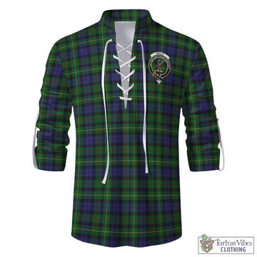 Rollo Tartan Men's Scottish Traditional Jacobite Ghillie Kilt Shirt with Family Crest