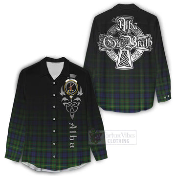 Rollo Tartan Women's Casual Shirt Featuring Alba Gu Brath Family Crest Celtic Inspired