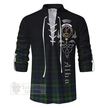 Rollo Tartan Ghillie Kilt Shirt Featuring Alba Gu Brath Family Crest Celtic Inspired