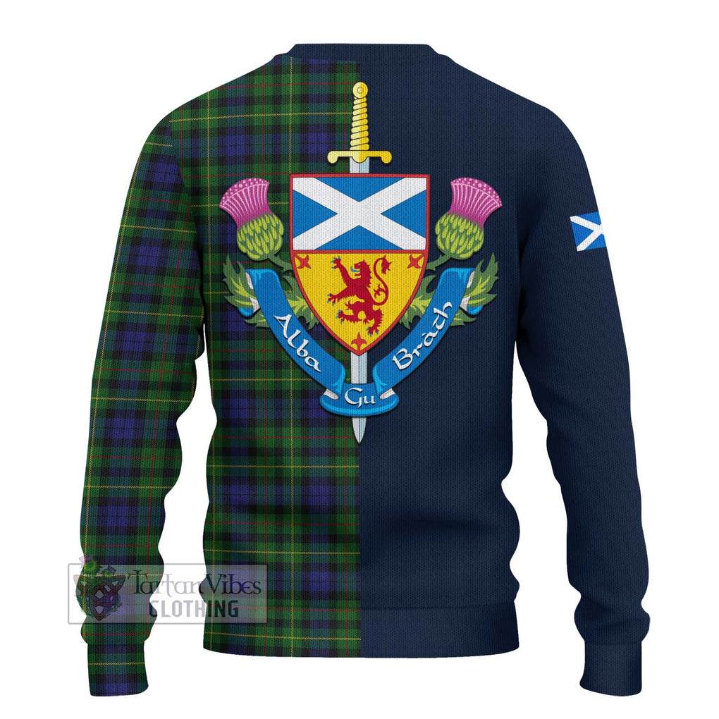 Tartan Vibes Clothing Rollo Tartan Knitted Sweater with Scottish Lion Royal Arm Half Style