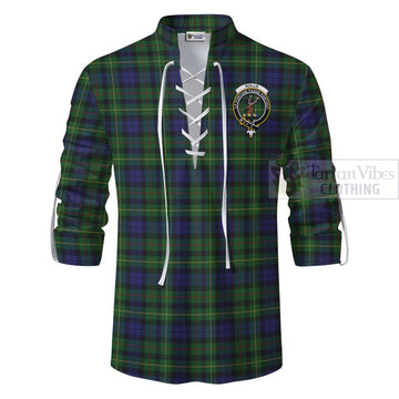 Rollo Tartan Ghillie Kilt Shirt with Family Crest Celtic Skull Style