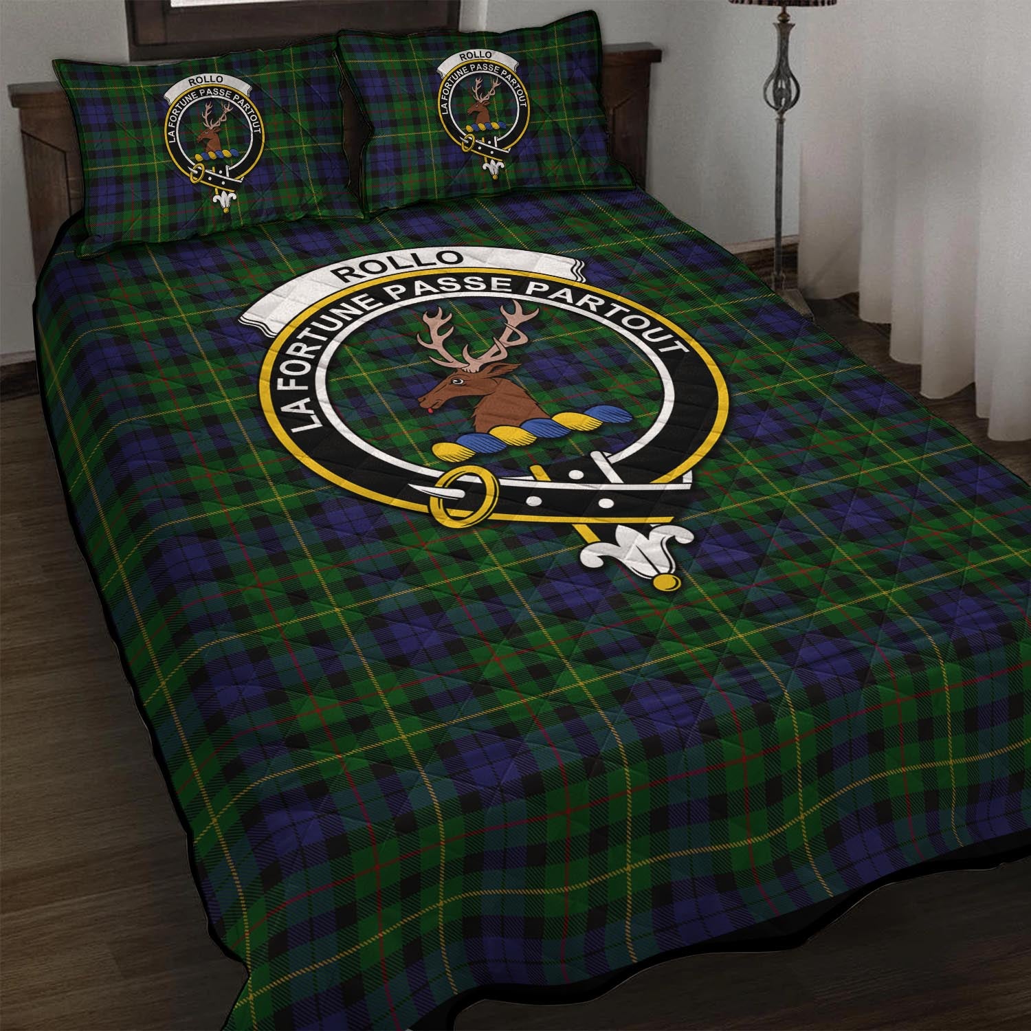 Rollo Tartan Quilt Bed Set with Family Crest - Tartan Vibes Clothing