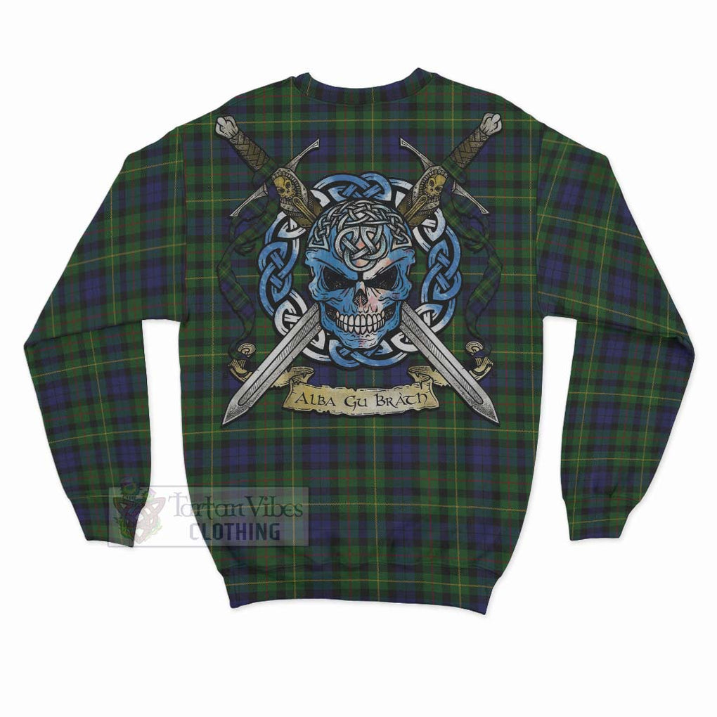 Tartan Vibes Clothing Rollo Tartan Sweatshirt with Family Crest Celtic Skull Style