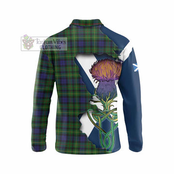 Rollo Tartan Family Crest Long Sleeve Polo Shirt Scottish Thistle Celtic Inspired - Tartan Vibes Clothing