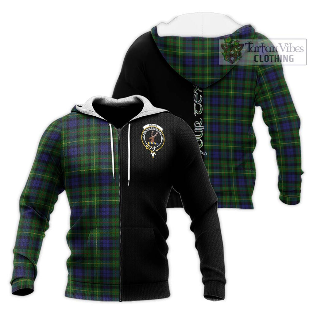 Rollo Tartan Knitted Hoodie with Family Crest and Half Of Me Style Unisex Knitted Zip Hoodie - Tartanvibesclothing Shop