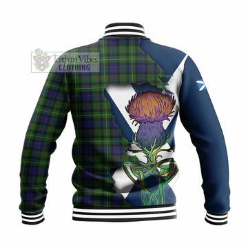 Rollo Tartan Family Crest Baseball Jacket Scottish Thistle Celtic Inspired - Tartan Vibes Clothing