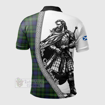 Rollo Tartan Clan Crest Polo Shirt with Highlander Warrior Celtic Style