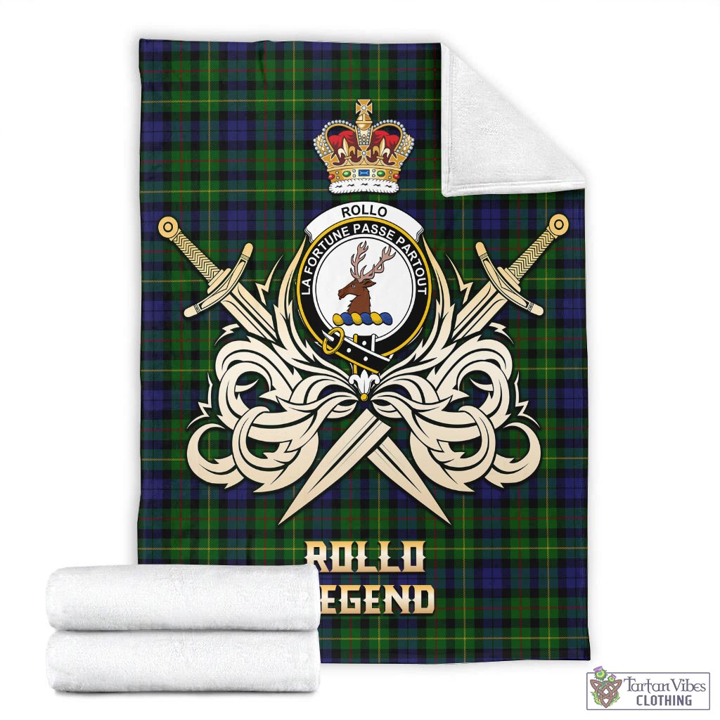 Tartan Vibes Clothing Rollo Tartan Blanket with Clan Crest and the Golden Sword of Courageous Legacy