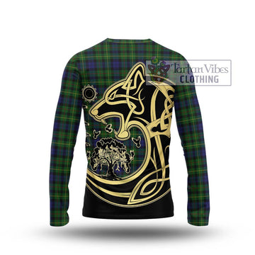 Rollo Tartan Long Sleeve T-Shirt with Family Crest Celtic Wolf Style