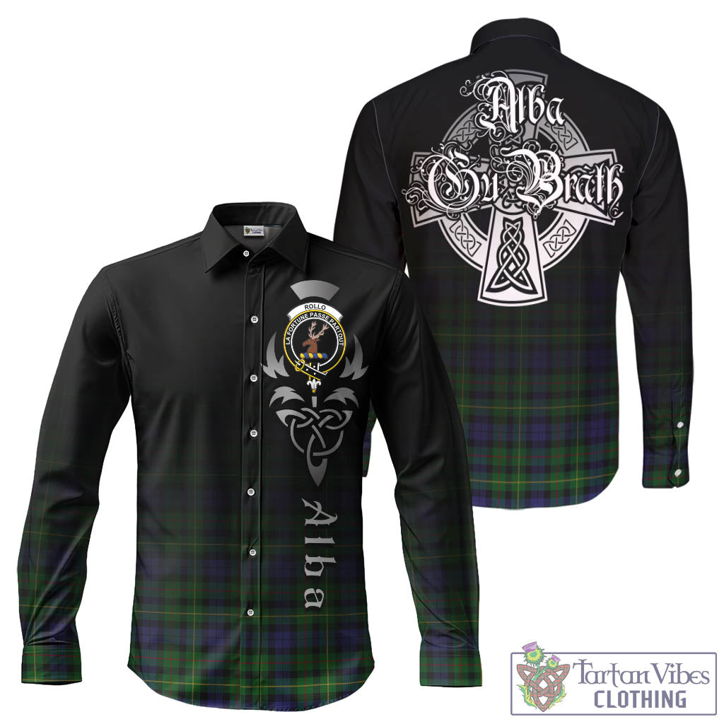 Tartan Vibes Clothing Rollo Tartan Long Sleeve Button Up Featuring Alba Gu Brath Family Crest Celtic Inspired