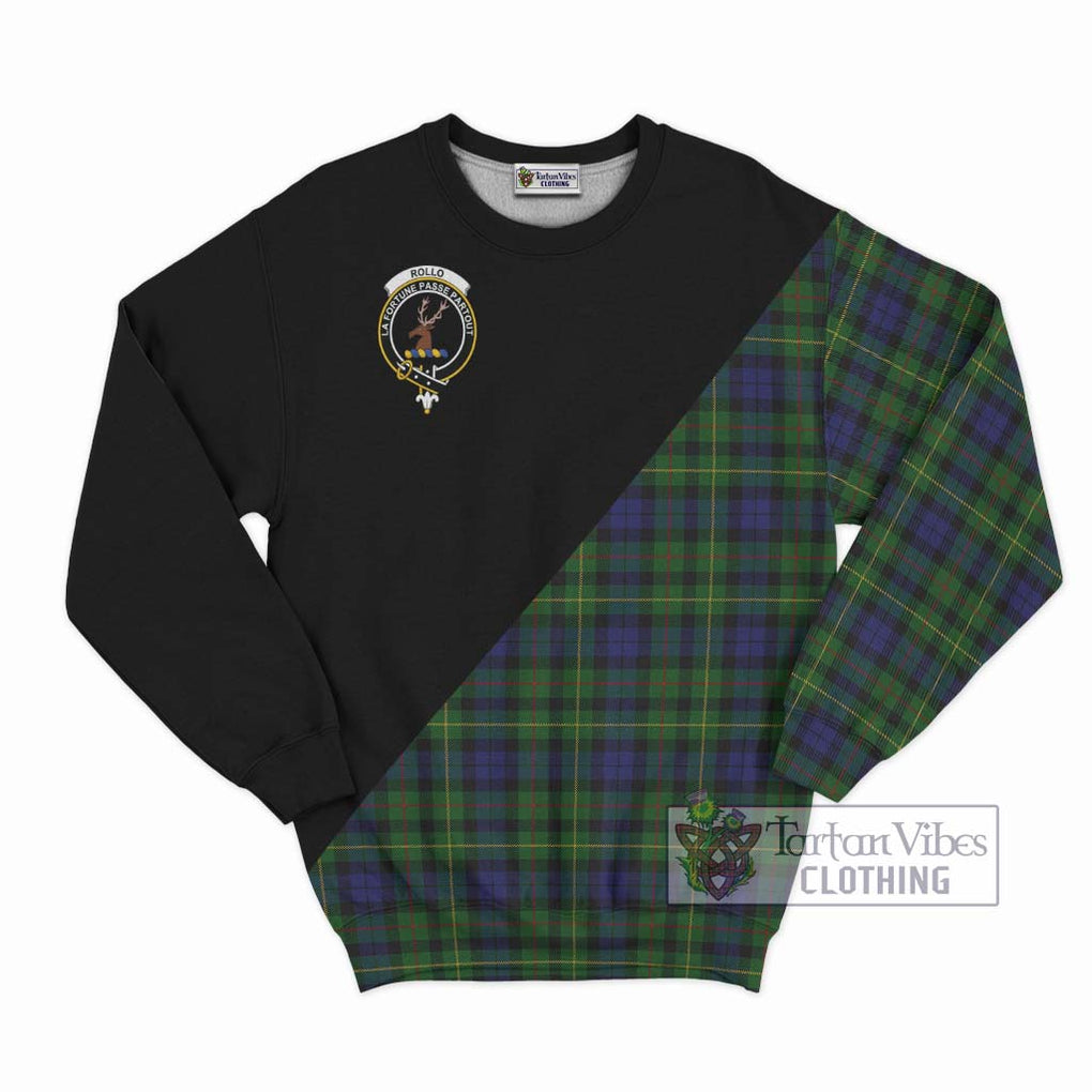 Rollo Tartan Sweatshirt with Family Crest and Military Logo Style - Tartanvibesclothing Shop