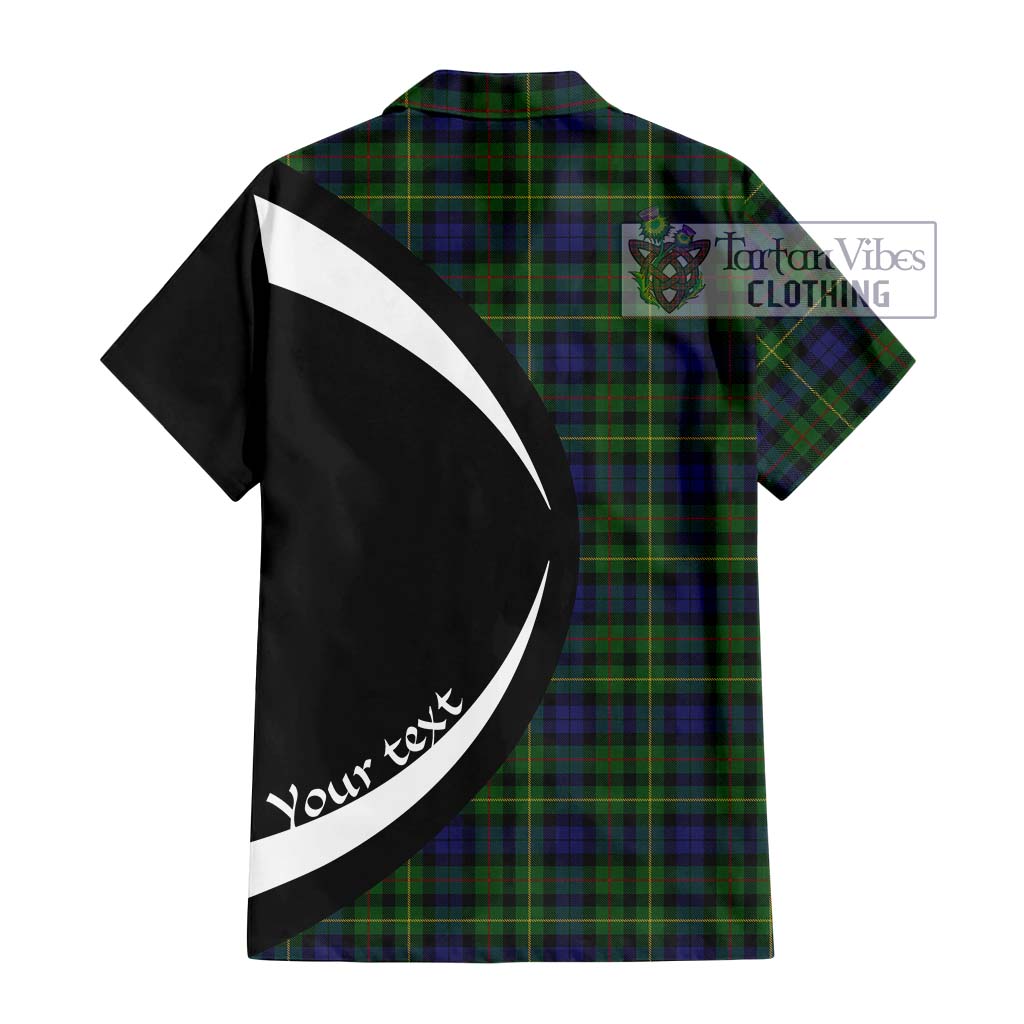 Rollo Tartan Short Sleeve Button Up with Family Crest Circle Style - Tartan Vibes Clothing