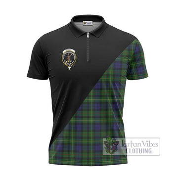 Rollo Tartan Zipper Polo Shirt with Family Crest and Military Logo Style