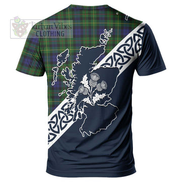 Rollo Tartan T-Shirt Featuring Thistle and Scotland Map