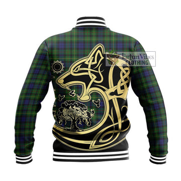 Rollo Tartan Baseball Jacket with Family Crest Celtic Wolf Style