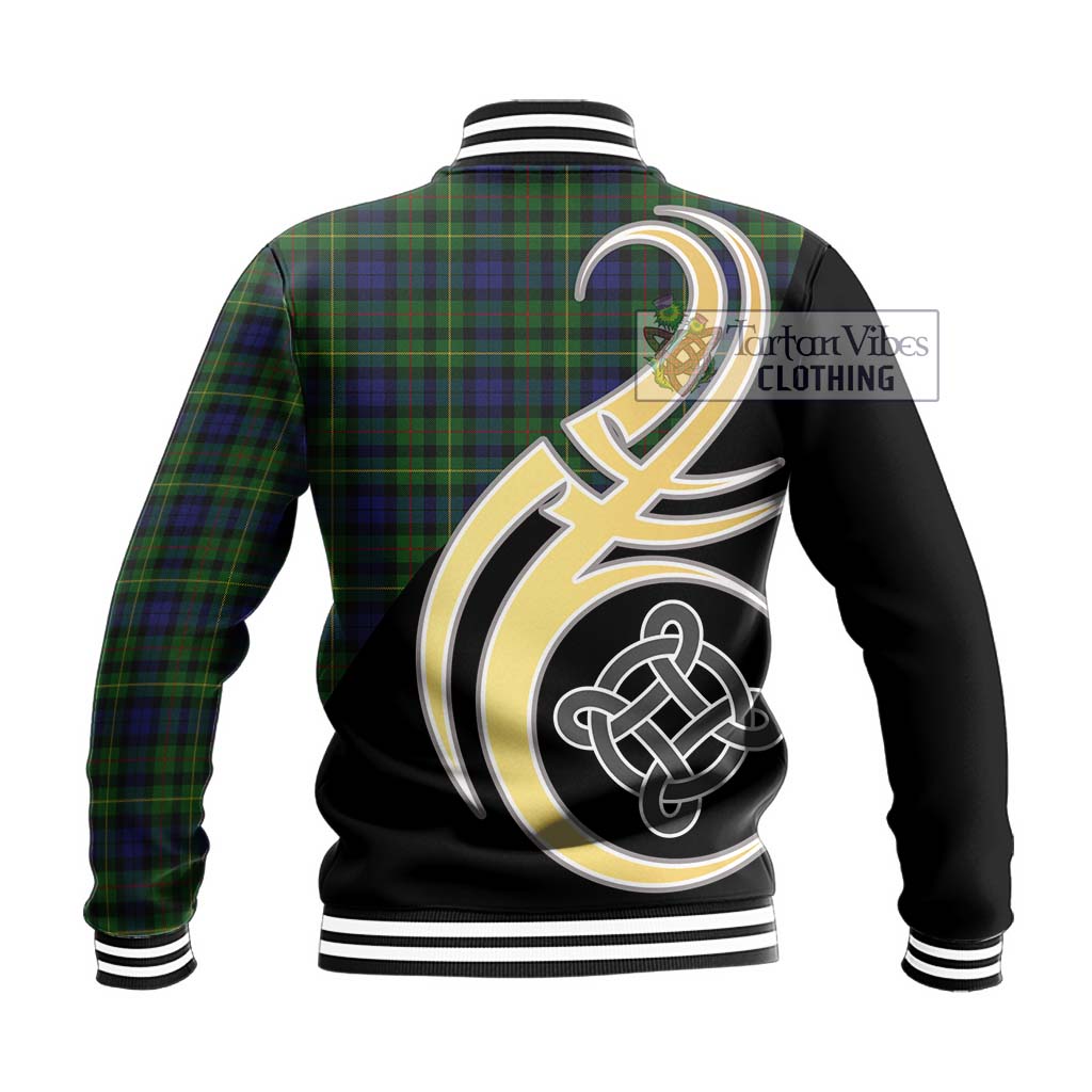 Rollo Tartan Baseball Jacket with Family Crest and Celtic Symbol Style - Tartan Vibes Clothing