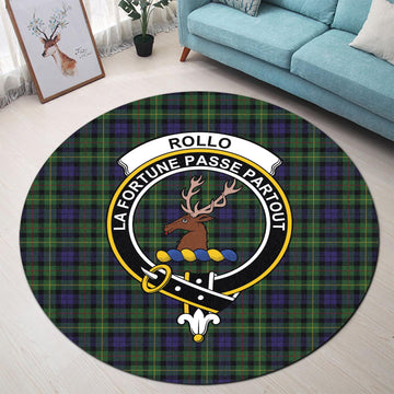 Rollo Tartan Round Rug with Family Crest