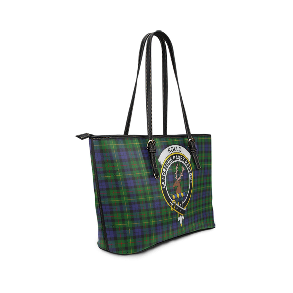 Rollo Tartan Leather Tote Bag with Family Crest - Tartan Vibes Clothing