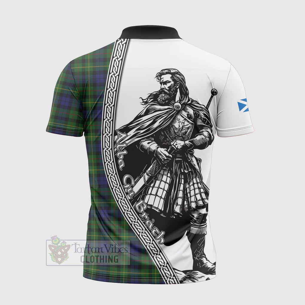 Tartan Vibes Clothing Rollo Tartan Clan Crest Zipper Polo Shirt with Highlander Warrior Celtic Style