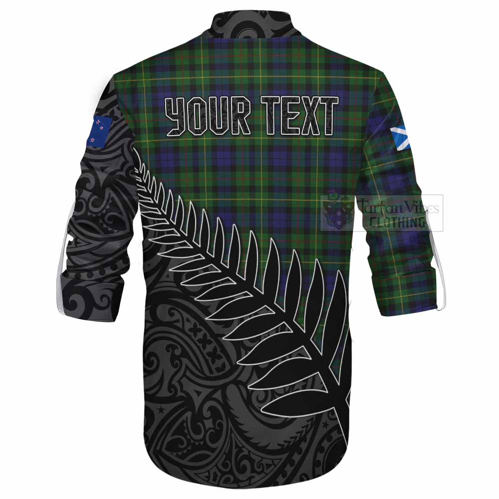 Tartan Vibes Clothing Rollo Crest Tartan Ghillie Kilt Shirt with New Zealand Silver Fern Half Style