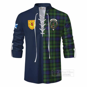 Rollo Tartan Ghillie Kilt Shirt Alba with Scottish Lion Royal Arm Half Style