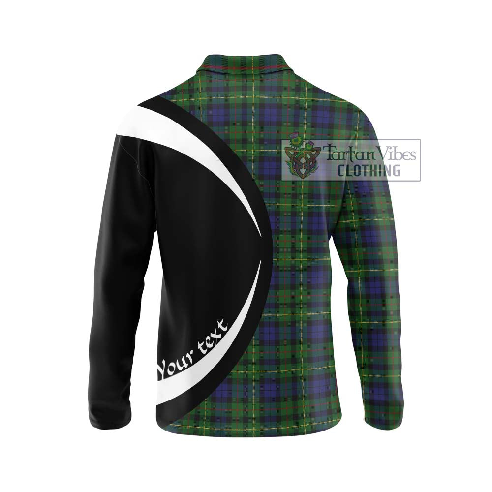 Rollo Tartan Long Sleeve Polo Shirt with Family Crest Circle Style - Tartan Vibes Clothing