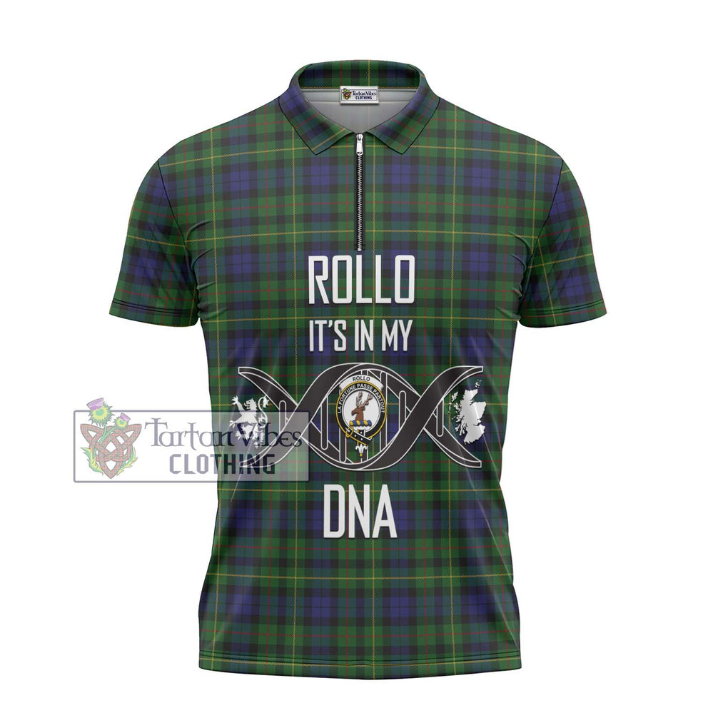 Rollo Tartan Zipper Polo Shirt with Family Crest DNA In Me Style - Tartanvibesclothing Shop