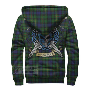 Rollo Tartan Sherpa Hoodie with Family Crest Celtic Skull Style