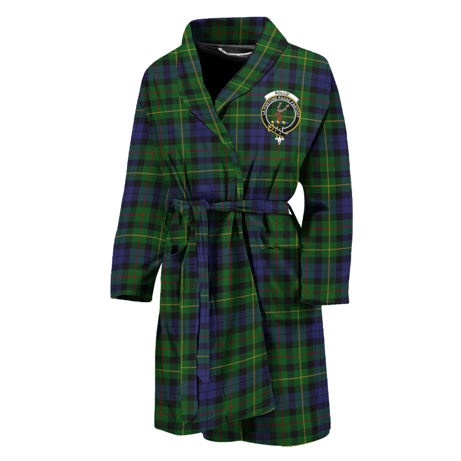 Rollo Tartan Bathrobe with Family Crest Unisex M - Tartan Vibes Clothing