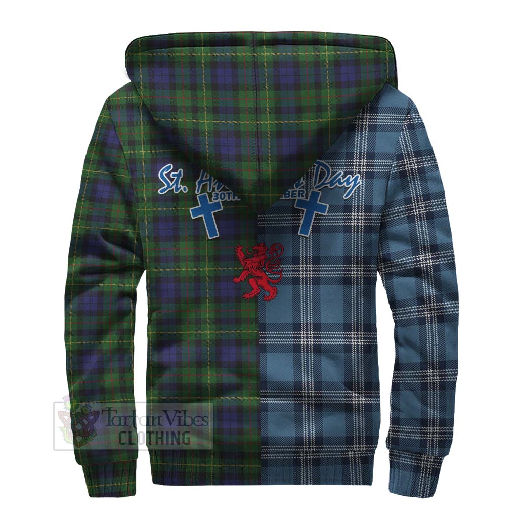 Tartan Vibes Clothing Rollo Tartan Sherpa Hoodie Happy St. Andrew's Day Half Tartan Style