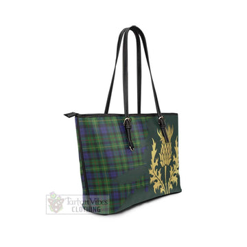 Rollo Tartan Leather Tote Bag Gold Thistle Style - Tartan Vibes Clothing